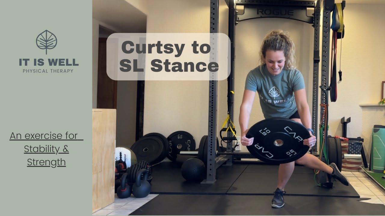 Curtsy Lunge to Single Leg Balance - Weight Optional - YouTube