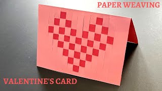paper weaving Valentines craft/ DIY how to make easy Valentine's paper weaving heart greeting card
