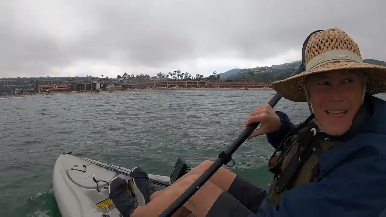 Kayak Fishing La Jolla. Surf launch. A Calico. Surf Landing. All Fun!