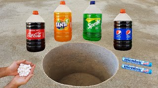 Experiment !! Giant Cola, Fanta, Pepsi, Sprite and Mentos Underground