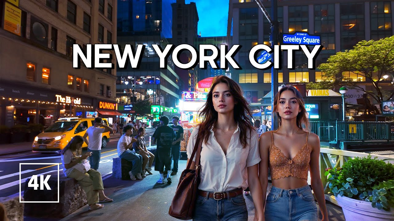 New York, Amerika Serikat | Midtown Manhattan | Jelajah Kota Malam 4K