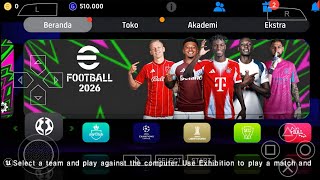 eFootball PES 2026 PPSSPP Android Offline Full Update UCL & Leagues Kits 25/26 Season 4K Graphics