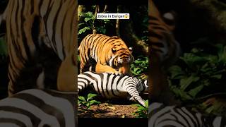 Tiger Hunting Zebra 😱😨 #ytshorts #tigerhuntingzebra #shorts #viral #video #realwildlifescene