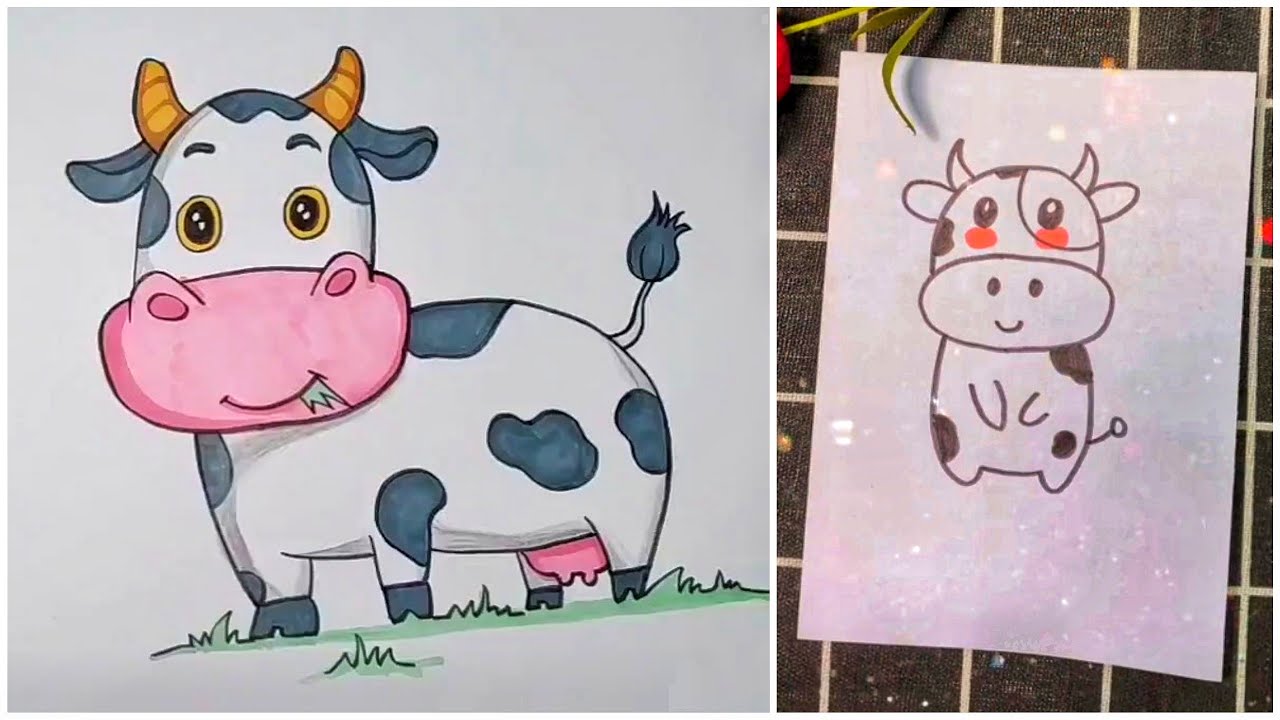 10 bước Cách vẽ con bò dễ thương đơn giản từng nét