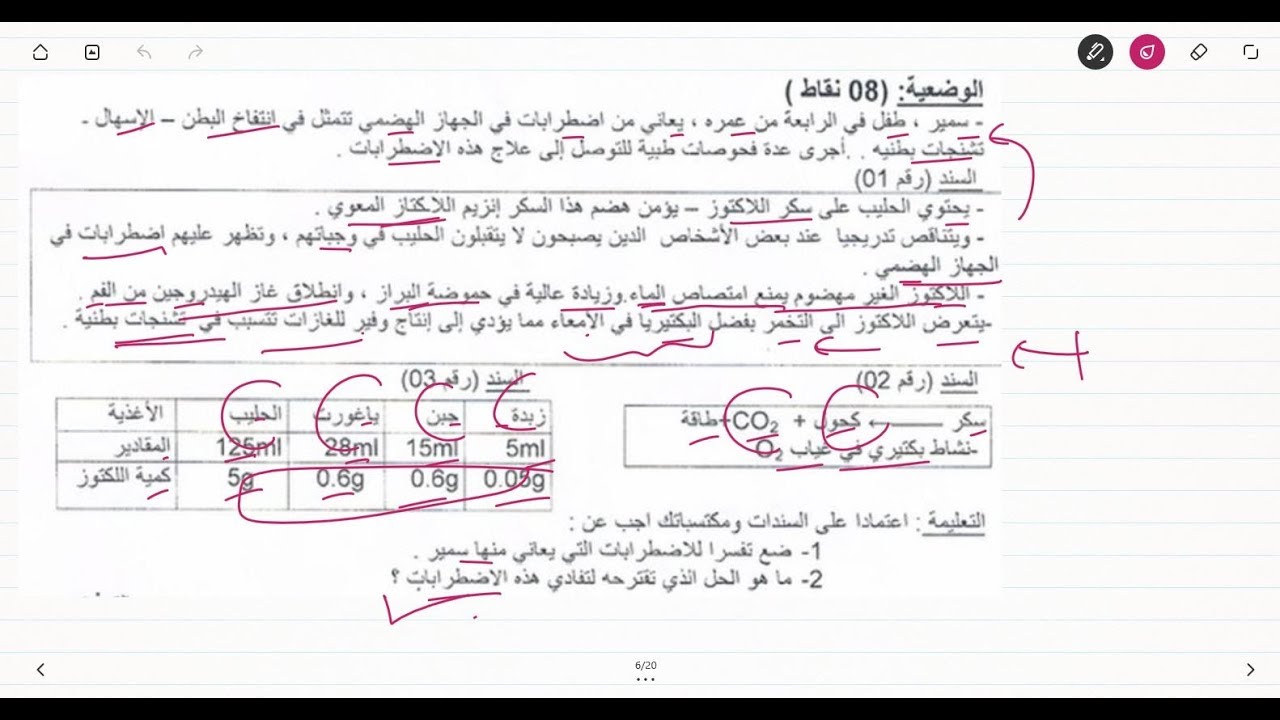 علوم طبيعية الرابعة متوسط تمرين على الاضطرابات الغذائية