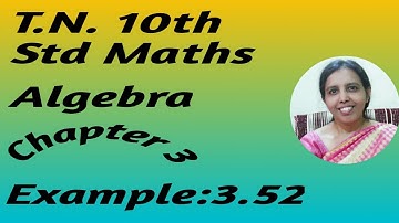 T.N. 10th Std Maths  Example 3.52 - Graph | Algebra |