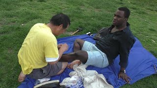 Luo Dong Spiritual Chiropractic Chi Body Massage In Public Park 罗东公园按摩 34 | Kieron Pollard