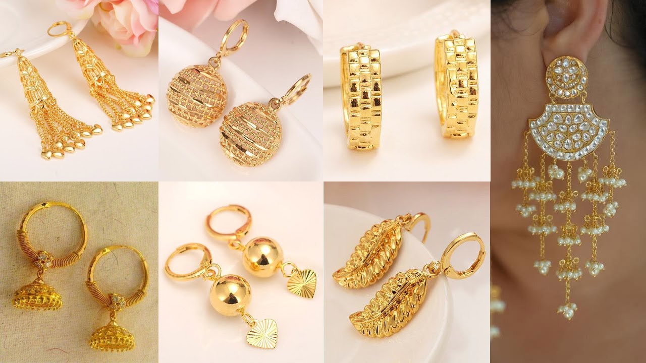 Hanging Gold Earrings Designs Latest Lightweight Trending Gold ...
