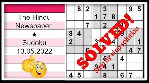 🔊How to Solve The Hindu Sudoku 1 Star | Step by Step Solution | 13.05.2022|  Level ★