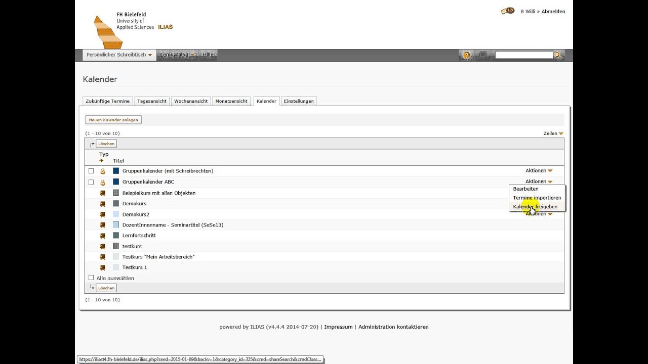 ILIAS 4.4 - Gruppenkalender mit schreibenden Rechten