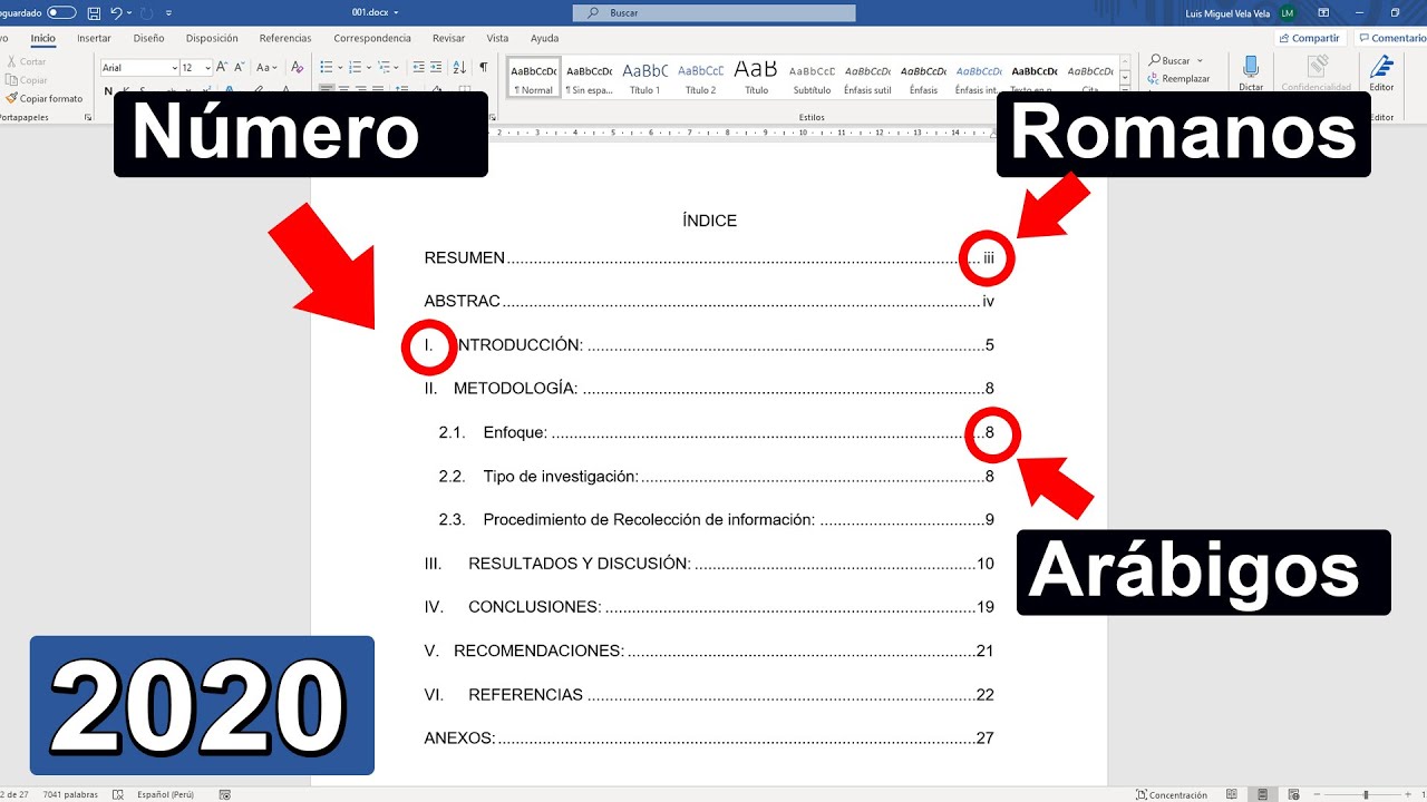 Como hacer índice en word