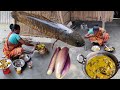 New style big shol fish cooking with brinjal by santali tribal woman  rural lifestyle