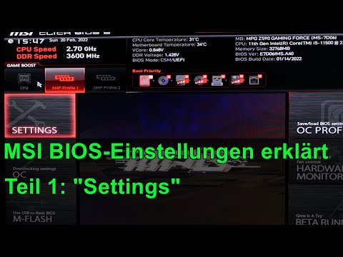 MSI BIOS-Einstellungen erklärt - Teil 1: 