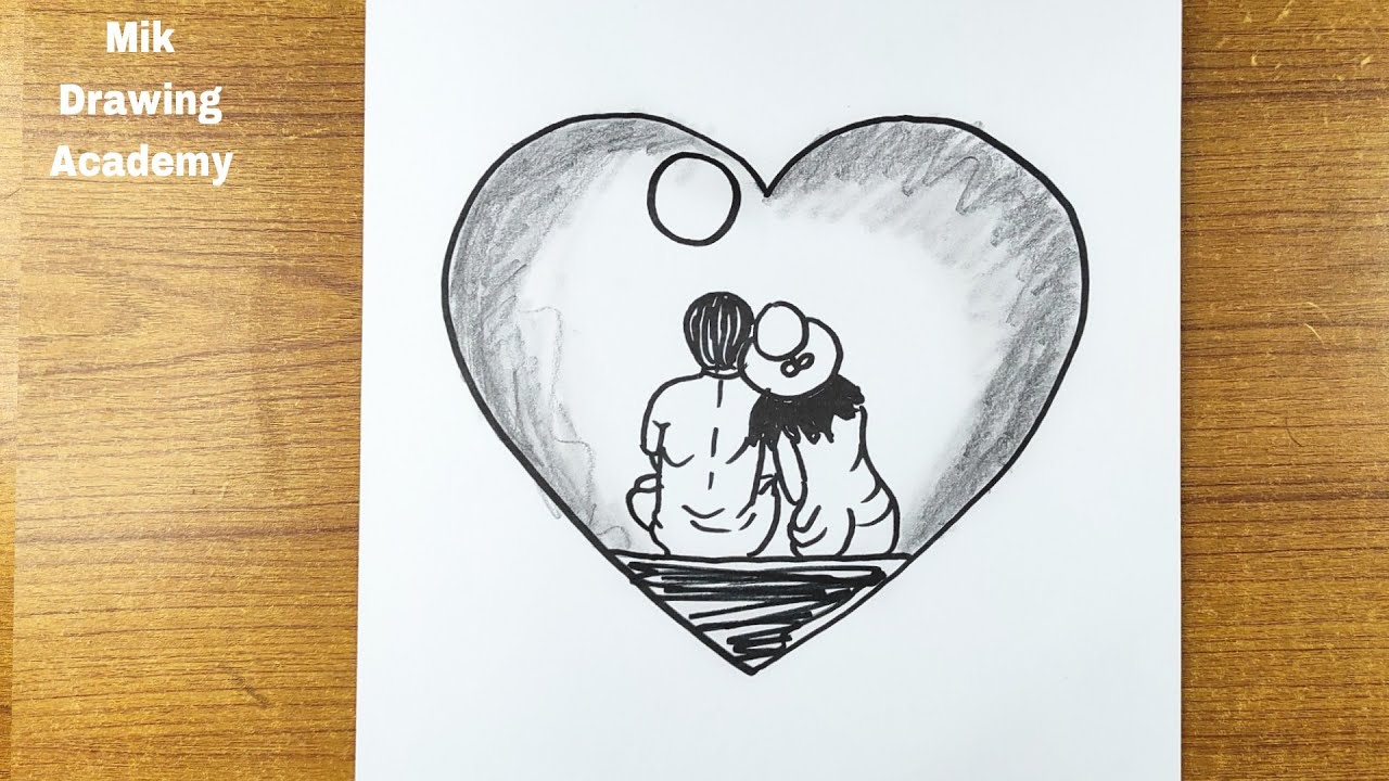 Easy Pencil Sketch - for beginners || How to draw a Valentine Couple ||  Kurşun kalem çizimi - MyHobbyClass.com