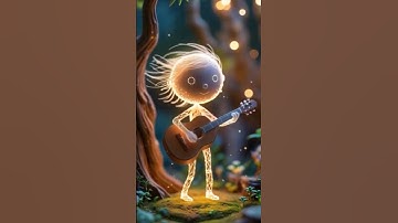 Whimsical Wireframe Guitarist in a Magical Miniature Forest | Enchanted 3D Animation