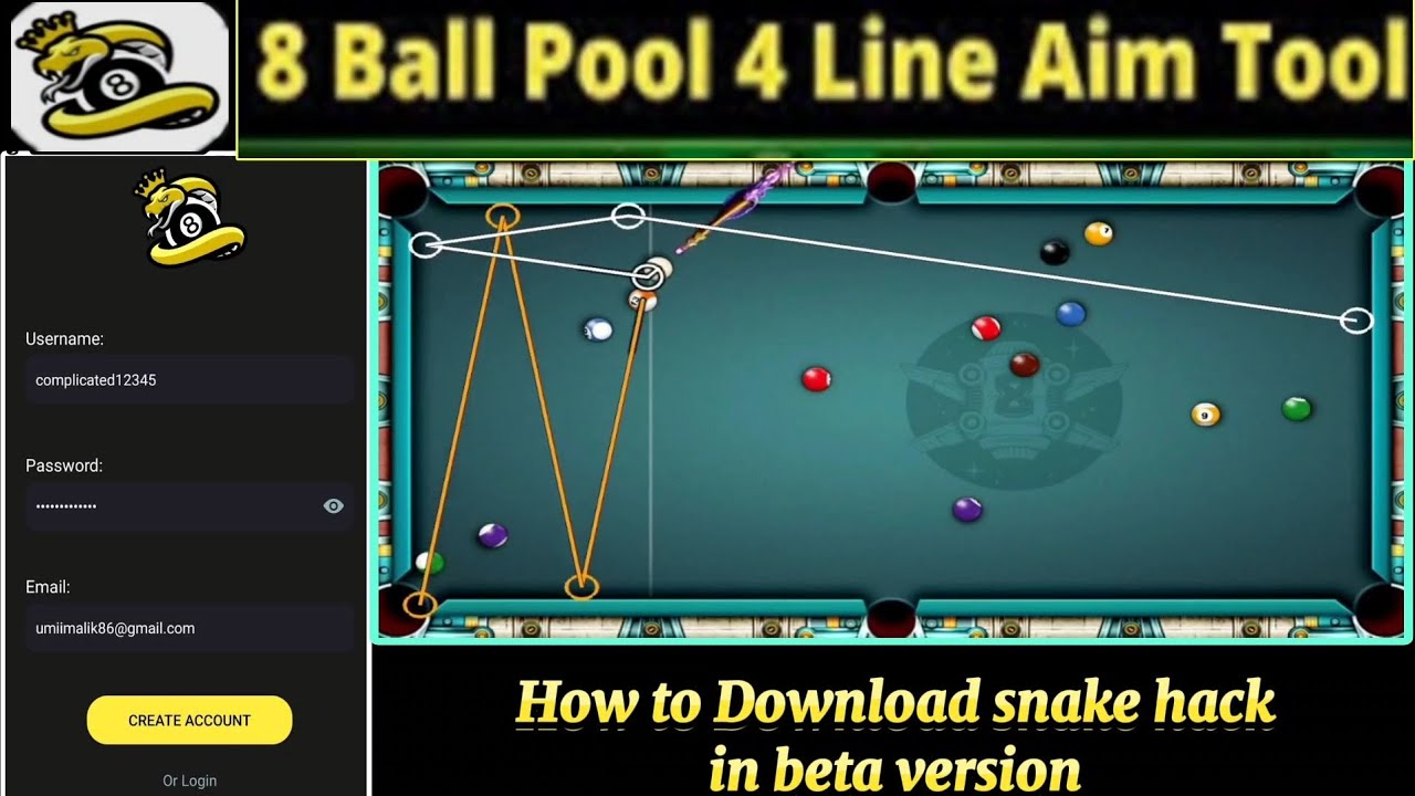 Free 8 Ball Pool snake tool Aim Tool101 new update snake Aim