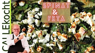 Spinat mit Feta überbacken Rezept für schnelle Feierabend Küche