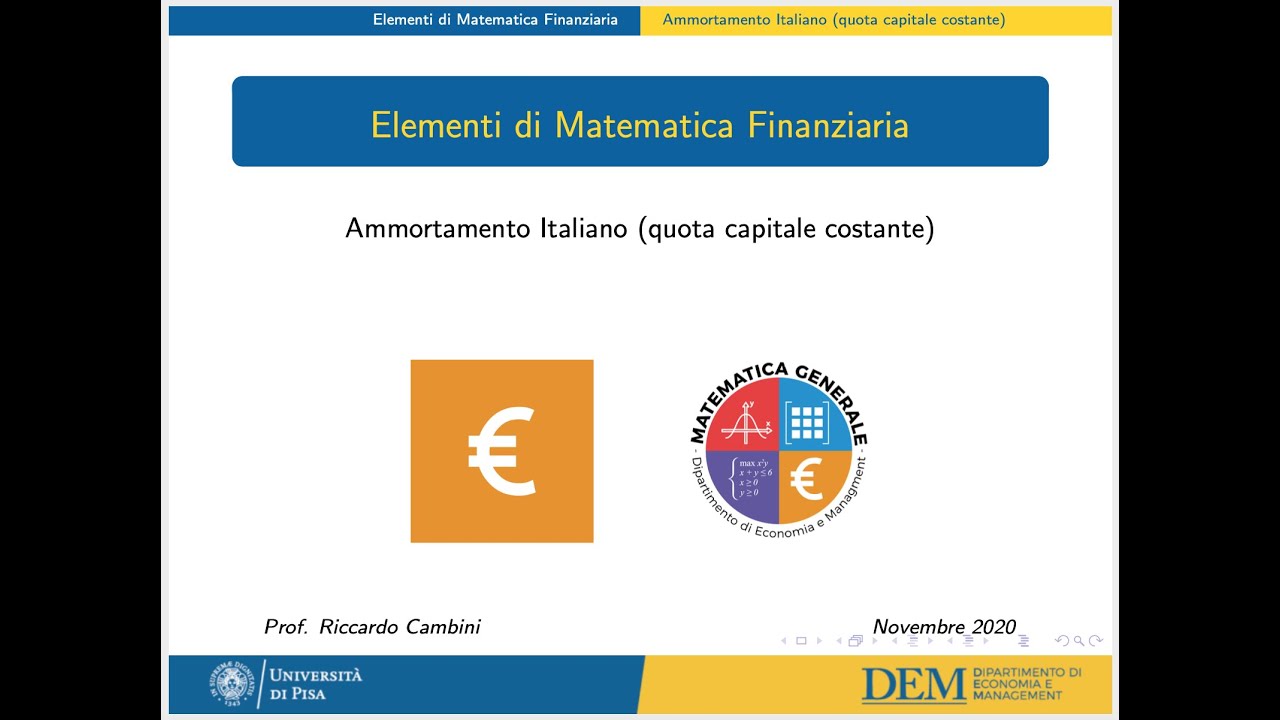 13 - Ammortamento Italiano (quota capitale costante)