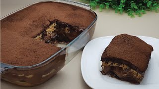 Chocolate With Biscuit Layers |حلى بارد بدون فرن غرقانة بالشوكولا مع الفاكهة والطعم الخيالي 