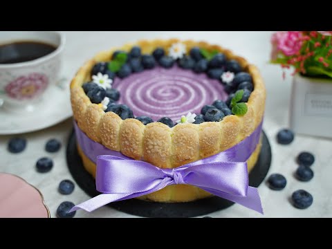         Blueberry Charlotte Cake Recipe  Blueberry Cheesecake  blueberry puree