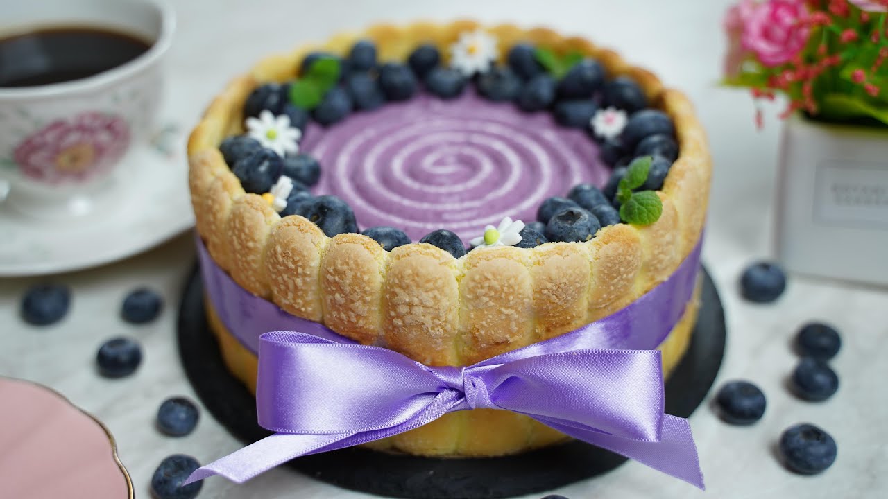 블루베리 샤를로트 케이크 / 이건 꼭 만드세요 / Blueberry Charlotte Cake Recipe / Blueberry Cheesecake / blueberry puree