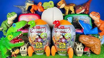 Jurassic World Unboxing Review Asmr Dinosaur Zuru Smashers Dinos Vs Aliens T-rex Triceratops Spino