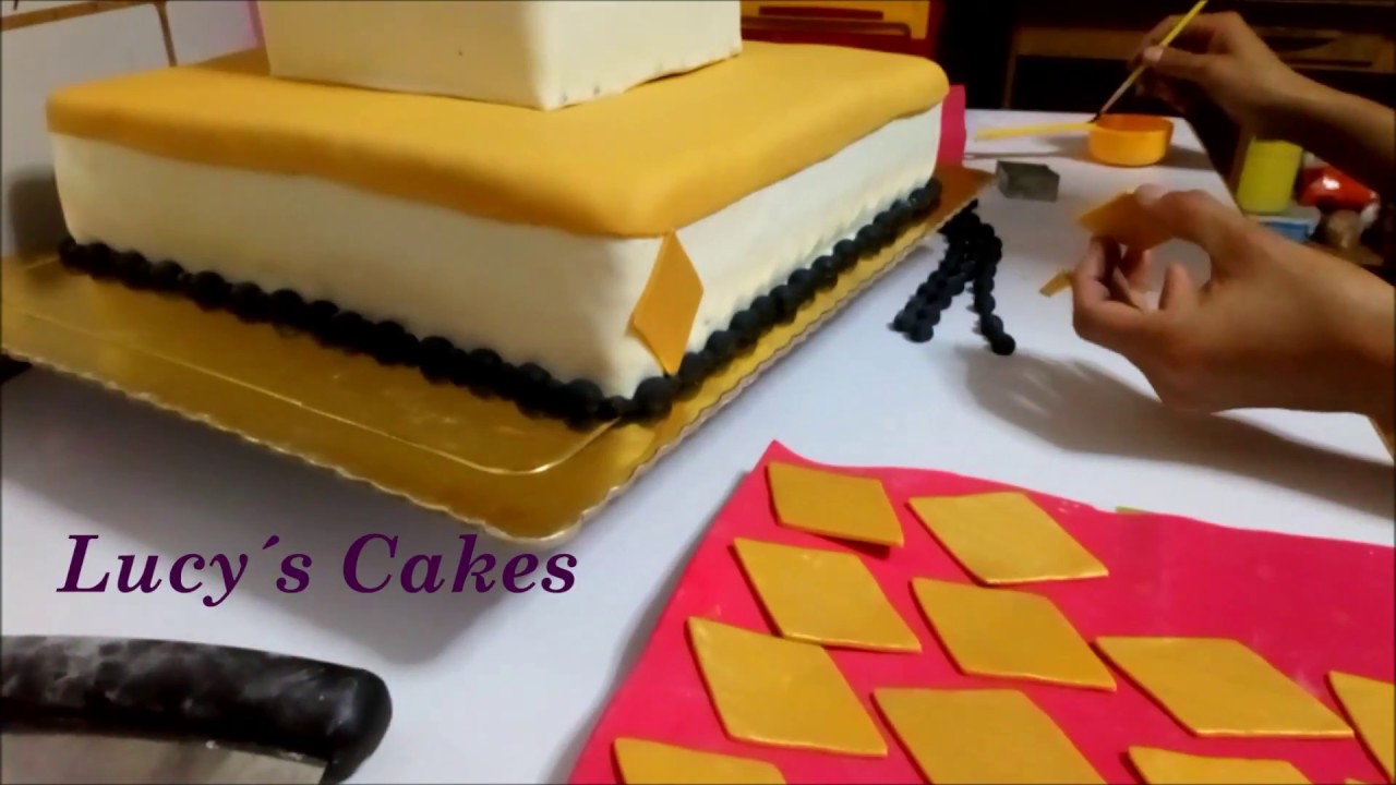 Como Decorar Torta Cuadrada Para Caballero Efecto Dorado Lucy S Cakes Youtube