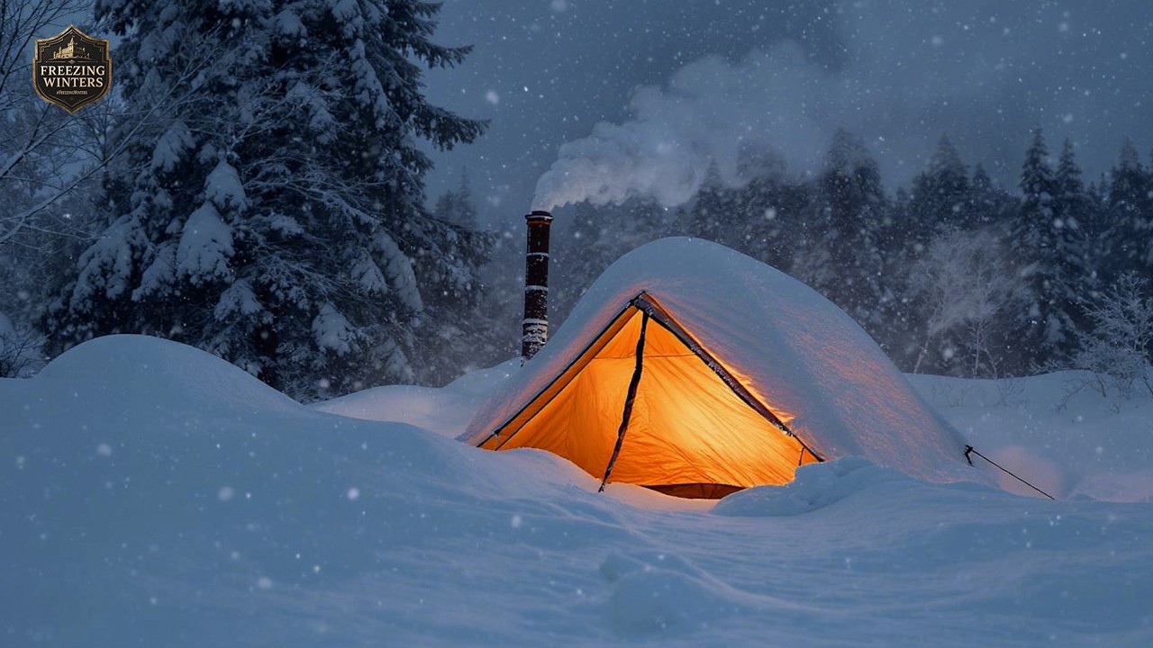 Winter Camping in a Snowstorm ❄️ Cold Wind & Frozen Blizzard Sounds for Deep Sleep and Stress Relief