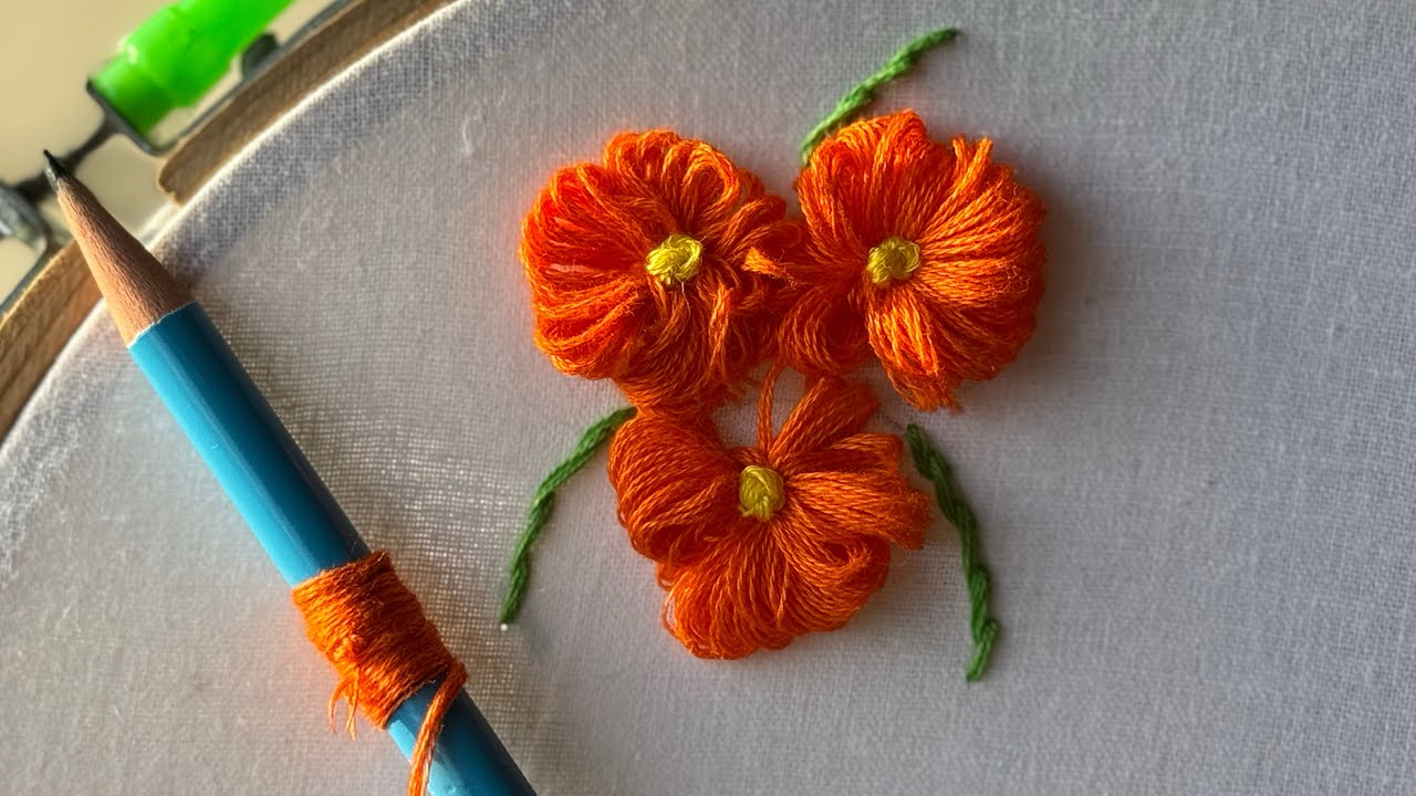 Amazing Flower Making Idea with Pencil l Hand Embroidery Tricks l ...
