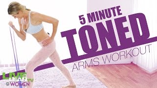 5 Min Toned Arms Stretch Band Workout | LiveLeanTV