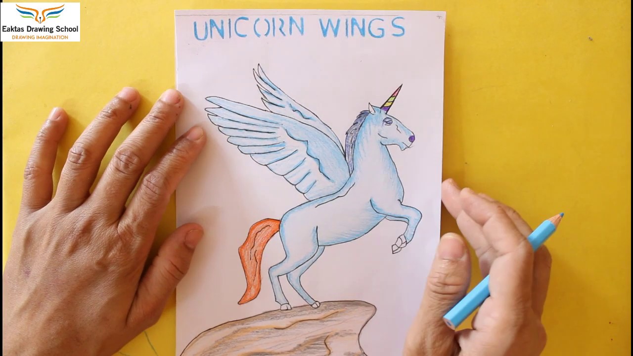 How To Draw A Unicorn With Wings : Royalty Free Image Of Blue Unicorn