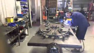 BRK dirt kart frame construction on factory jig
