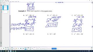 10 3 Solving Quadratics Using Square Roots