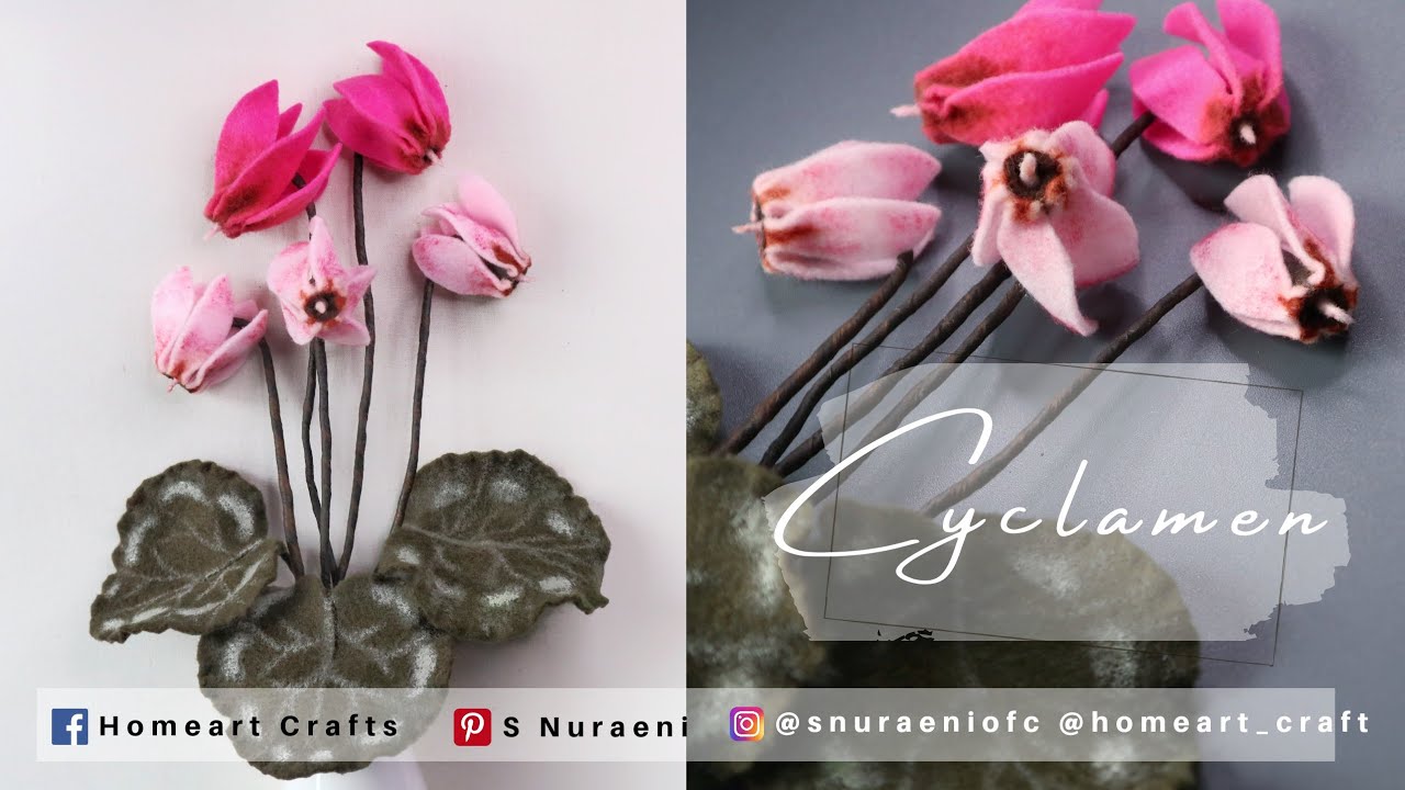 #DIY Cyclamen Flowers From Felt Fabric - How to Make Felt Flowers - S Nuraeni