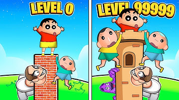 Shinchan Build The biggest Tower To Survive From Killers 😱🔥 | Roblox Build To Survive | Funny Game 😂