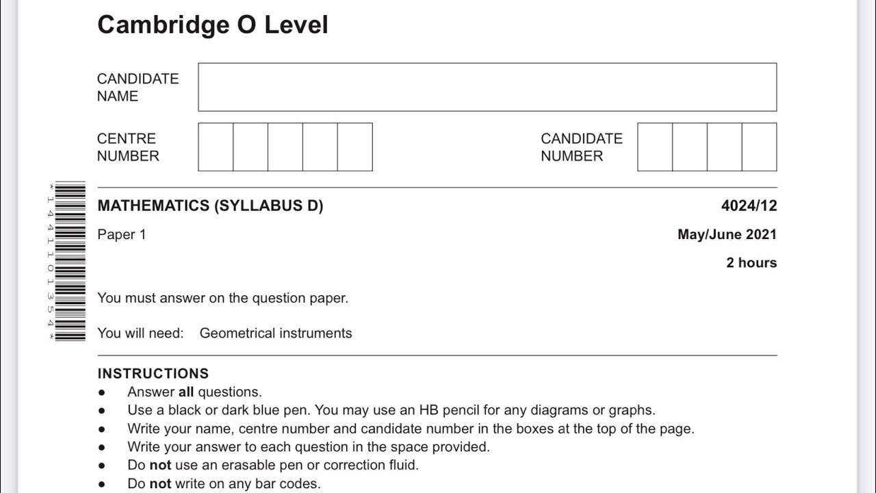 Olevel Math Paper 1 2021 May/June Q7 8 - YouTube