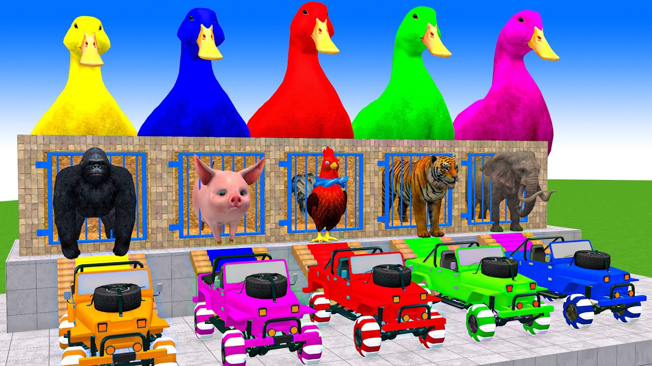 Long Slide Game With Cow Elephant Gorilla Hippopotamus Tiger 3d Animal Game Funny 3d Animals