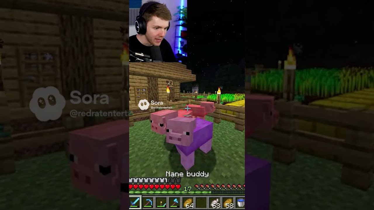 rare purple pig in Minecraft discovered. what can you craft with a purple pig? 