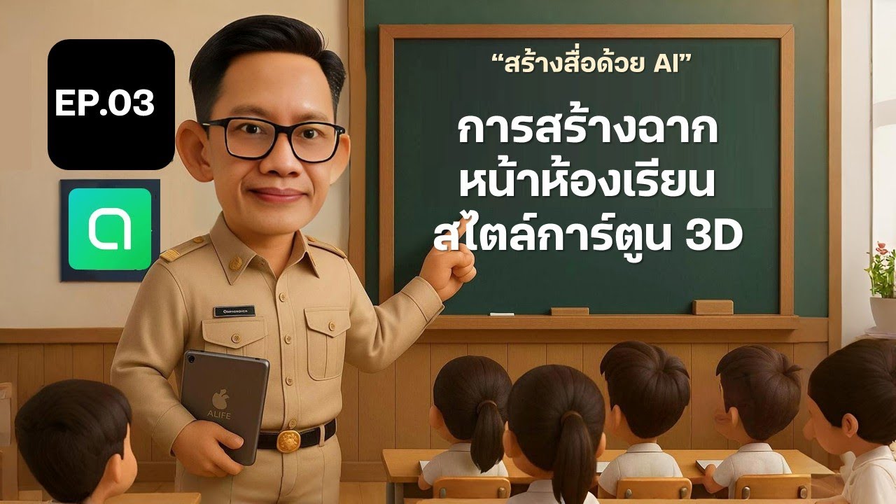 ep 03 การสร้างฉากหน้าห้องเรียน สไตล์การ์ตูน 3D