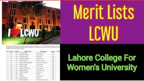 LCWU Admission Merit List | Lahore College For Women University Admission Merit List 2024 #lcwu