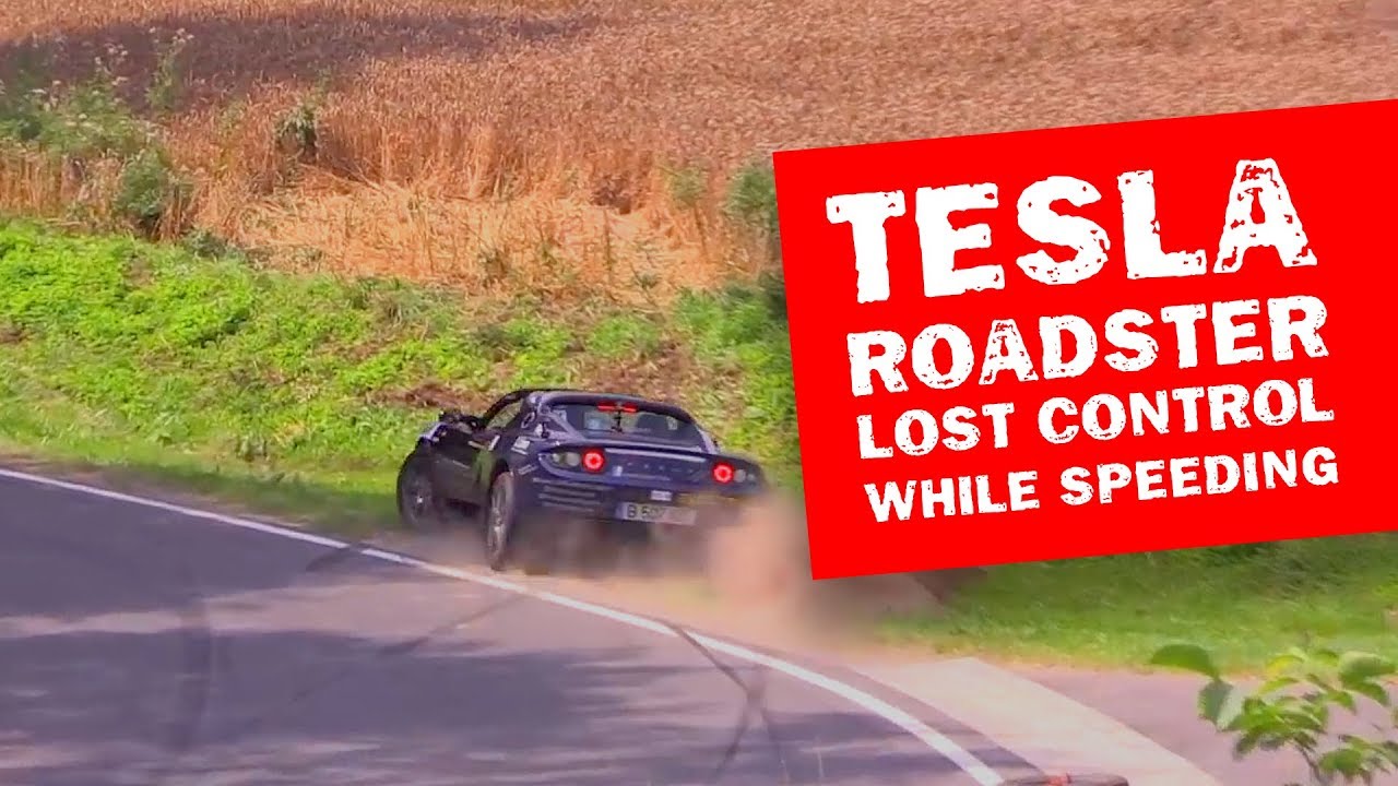 Lost control on speeding Tesla Roadster