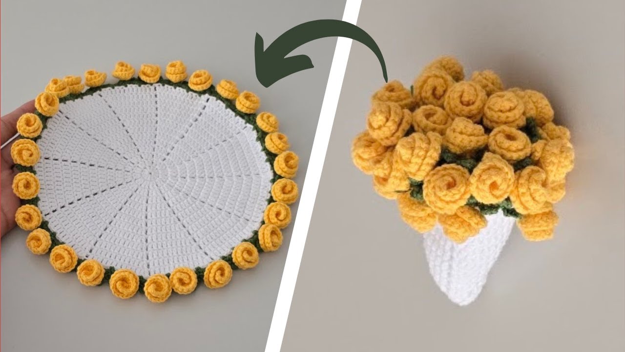 Crochet Rose Placemat | Beautiful Home Décor Tutorial
