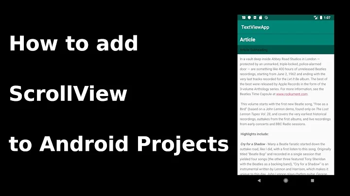 How to add ScrollView to Android Projects / TextView