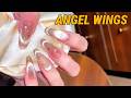 Drawing Angel Wings on Press-On Nails 👼 Satisfying Nail Art Process / No Talking