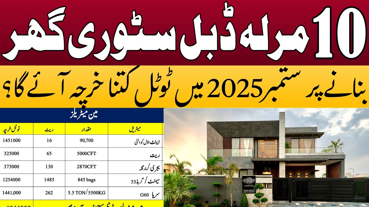 How much 10 marla house construction cost in September 2025 | 10 marla house construction cost 2025