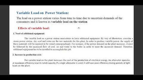 Variable Load on Power Stations