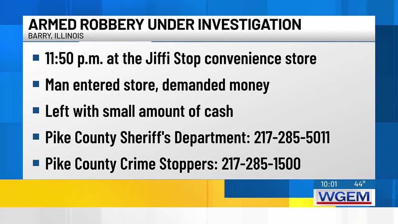 Armed robbery at Barry, Illinois, convenience store - YouTube