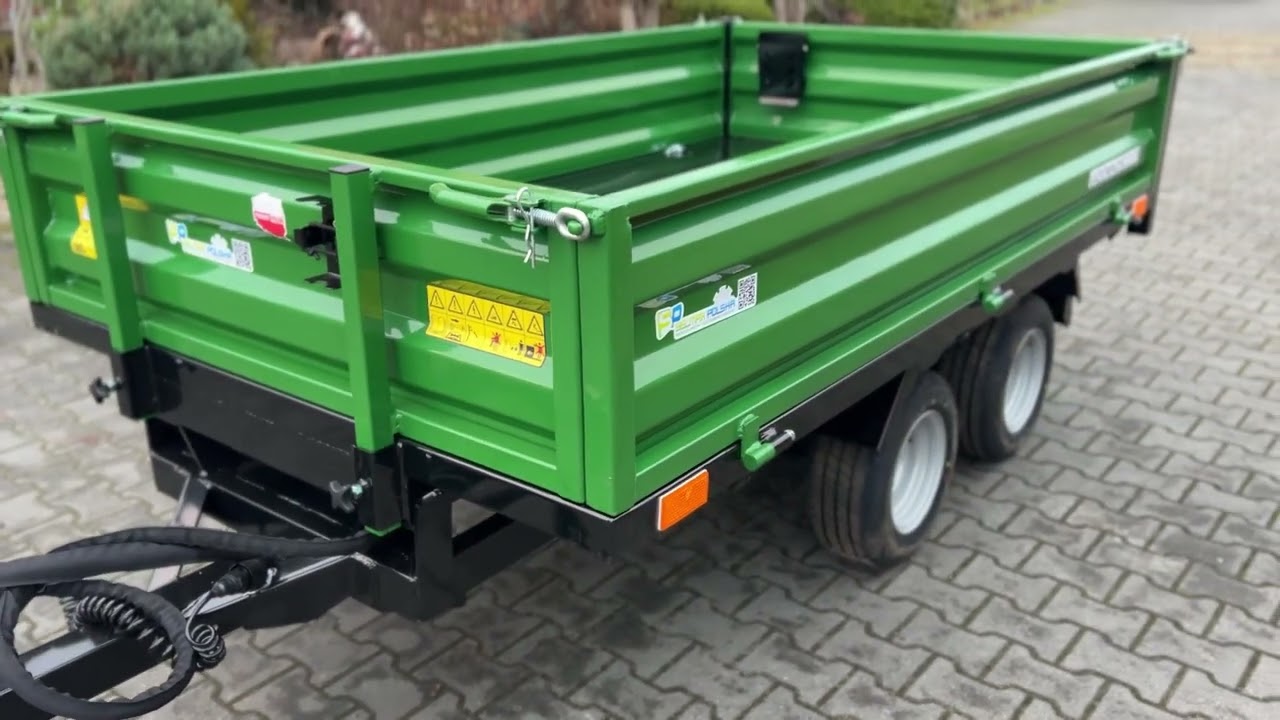 Przyczepka wywrotka dwuosiowa wywrot tył 2T - kolor zielony