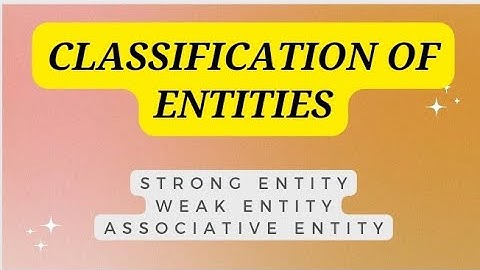 classification of Entities