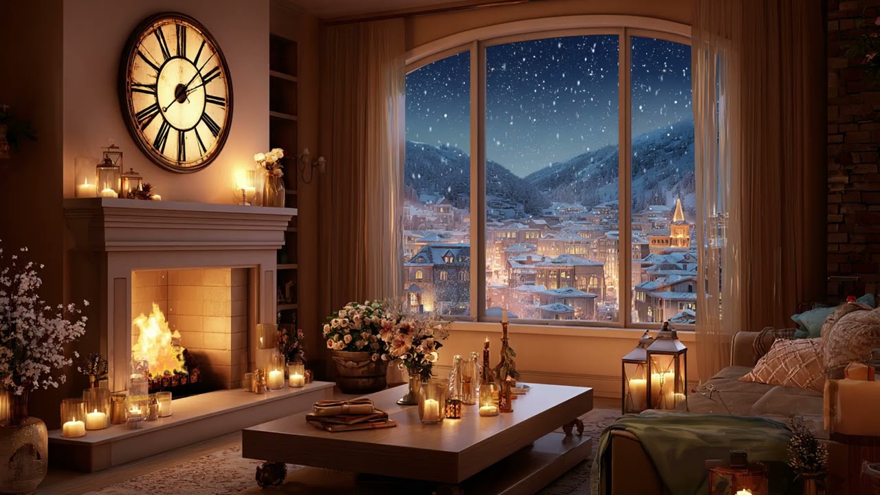 Cozy Winter Night Piano by the Fireplace | Relaxing Music for Deep Sleep, Stress Relief